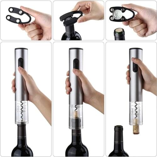 Dry Battery Electric Wine Opener Automatic Bottle Opener Corkscrew Professional Red Wine Opener Foil Cutter Set for Kitchen Tool