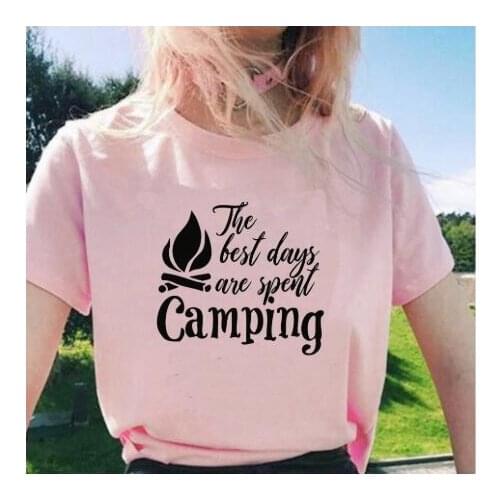 The Best Days Are Spent Camping Graphic T-Shirt Funny Fashion Clothing Casual Tee 100% Cotton Tumblr Camping quote art Camisetas