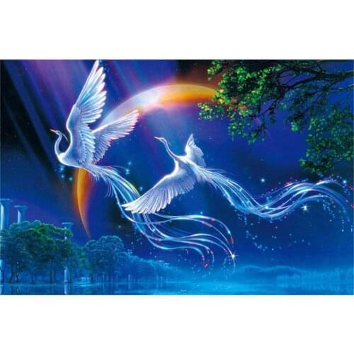 JMINE Div 5D Phoenix Tree Moon bird Full Diamond Painting cross stitch kits art High Quality Animal 3D paint by diamonds