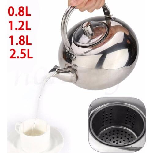 New 14/16/18/20cm Stainless Steel Teapot Coffee Pot with Tea Leaf Infuser Filter
