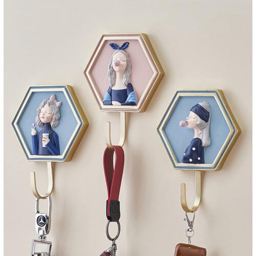 Creativity Home Decoration Hook Wall Decoration Bedroom Behind Seamless Coat Clothes Hook Wall Hanging Storage Hook Key Hooks