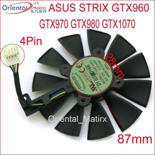 Free Shipping T129215SU 12V 0.5A 87mm VGA Fan For ASUS Strix GTX960 GTX970 GTX980 GTX1070 Graphics Card Cooler Cooling Fan
