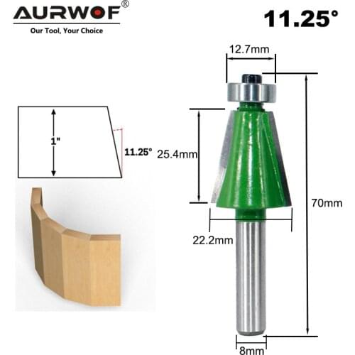 LAVIE 1pc 8mm Shank Chamfer Router Bit 11.25 Degree Bevel Edging Milling Cutter for Wood Woodorking Machine Tools MC02110-11.25