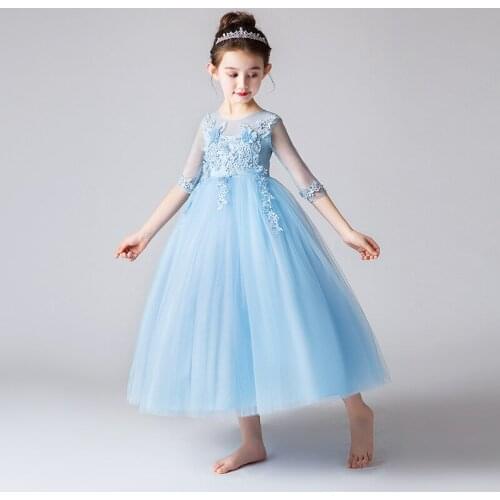 Summer New Big Childrens Clothes Princess Dress Long Wedding Dress Flower Girl Dress Girl Fluffy Show Catwalk Costume
