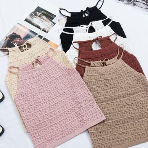 Female Hollow Solid Tank Tops Short Style Women Sexy Sweet Slim Tops Sleeveless 2020 Summer Ladies Lace Up Casual Tank Tops