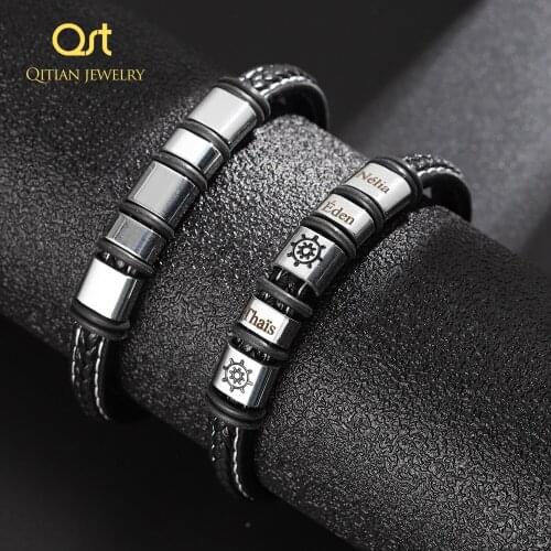 316L Name Bracelets Men Jewelry Personalized Date Bracelet For Dad Customized Coordinate Stainless Steel Bangle Father’s Day Gif
