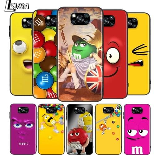 Cute M&M Chocolate for Xiaomi Poco X3 NFC X2 M3 M2 F2 Pro C3 F1 A2 Lite A1 Mix3 Play Silicone Soft Black Phone Case