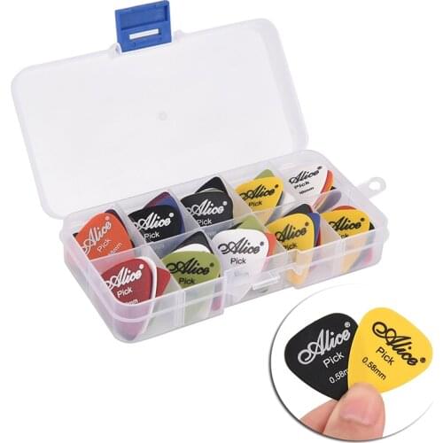 50pcs electric guitar picks mix 0.58/0.71/0.81/0.96/1.2/1.5mm thickness boxed guitar accessories