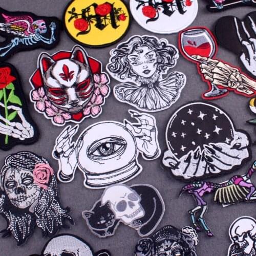 DIY Crystal ball Iron On Patches For Clothing Stickers Gothic Embroidered Patches On Cloth Punk Badges On Backpack Applique