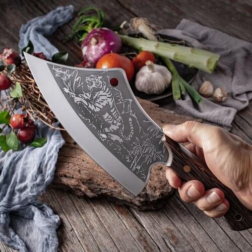EVERRICH Chopping knife Sharp household kitchen knife tiger grain stainless steel chopping chicken and duck chopping knife