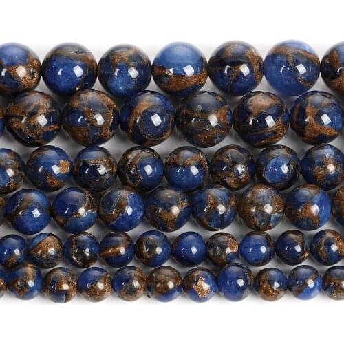Natural Stone Smooth Gold Colored Stone Charm Round Loose Beads For Jewelry Making For Needlework Beads Diy Strand 6/8/10 MM