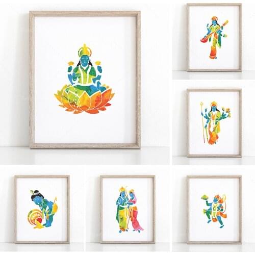 Krishna Hindu Art Work Poster