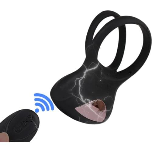 Electric Shock Stimulation Penis Ring Chastity Device Vibrator Ejaculation Delay Sex Toy For Man Couples Remote Control BDSM