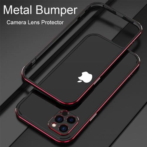 Shockproof Metal Bumper Phone Case For iPhone 12 Pro MAX Coque Aluminium Frame Camera Lens Protective Cover For iPhone 12 Mini