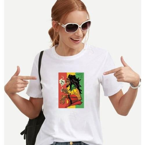 Reggae Originator Bob Marley Rock Hip Hop T Shirt Women Summer Streetwear Casual Short Sleeve Tees Round Neck Cotton T-Shirt