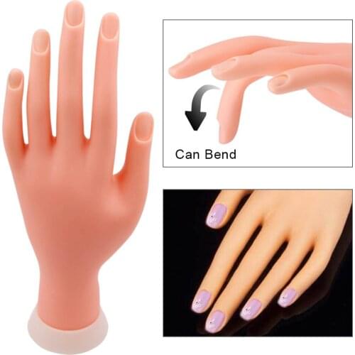 Hand For Manicure Nail Training Manicure Practice Hand Flexible Movable Nail Printer Fake Hands Model Practice Display For Nails