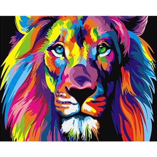 RUOPOTY Oil Painting By Numbers For Adults Diy Gift Color Lion Animal picture By Number HandPainted Framed On Canvas Arts