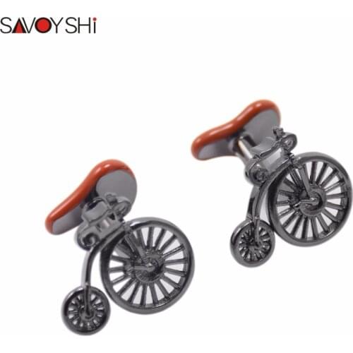 SAVOYSHI Novelty Bicycle Cufflinks for Mens Shirt Cuff buttons High Quality Brown Enamel Cuff links Fashion Men Brand Jewelry