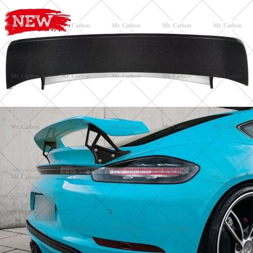 FOR PORSCHE CAYMAN 718 TECH-ART STYLE CARBON FIBER GT SPOILER TRIM BODY KIT TUNING PART FOR 718 CARBON WING LIP RACING