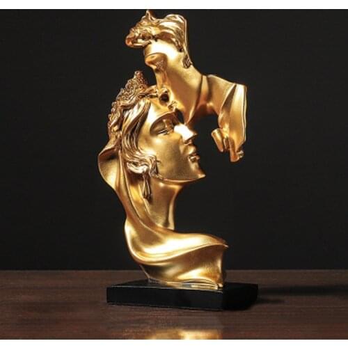 Abstract Figure Statue Resin Ornaments Gold Sculpture Crafts Home Living Room Decoration Figurines For Interior