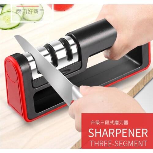 Wholesale 100pcs/lot Knife Sharpener Quick Professional 3 Stage Sharpener Knife Grinder Hand grip Diamond Hone Chef Kitchen Tool