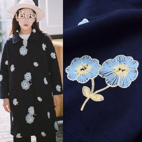 Vintage style floral embroidery woolen fabric for autumn winter coat thick woolen tissu telas tecidos stoffen for sewing SP4419