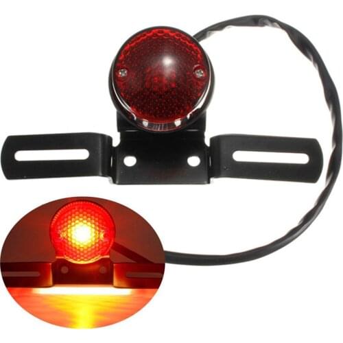 12V LED Red Retro Motorcycle Taillights Cafe Racer Style Tail Brake Light Smoke Lens Rear Stop Lamp For Chopper Bobber Scrambler