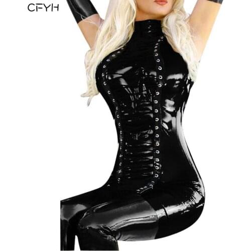 New Womens sleeveless turtleneck Leather Faux Bondage rivet Sexy Mini Dress Back Zipper Clubwear stripper costume XXL Size