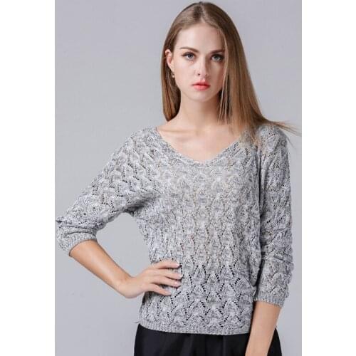 Lycra Full Solid Hot Sale Feminino Poncho Sweater 2019 Spring New Pattern V Out Bat Head Long Sleeve Knitting