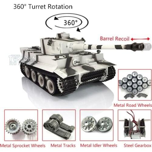 1/16 RC 7.0 Tiger I RTR Heng Long Tank 3818 Barrel Recoil Metal Tracks Wheels TH19122-SMT4