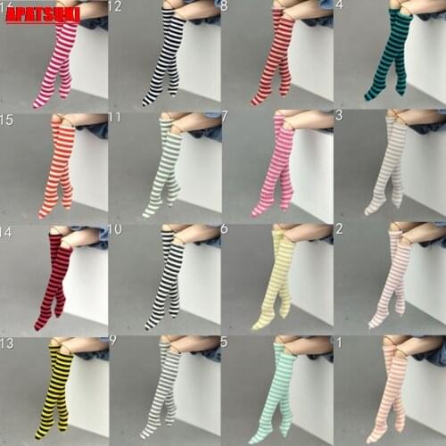 1Pair Stripe Doll Stocking Suitable for Barbie Doll Long Socks for Blythe Doll Accessories DIY Playhouse Toy for Girls Kids Baby