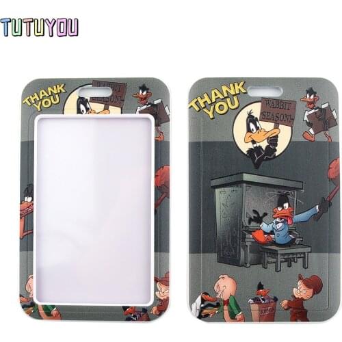 1pc PC2529 Cartoon Duck Pig Creative Lanyard Card Holder Student Hanging Neck Phone Lanyard Badge Subway Access Card Holder