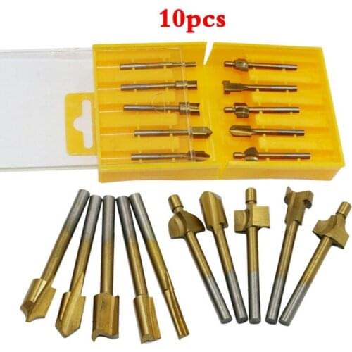10pcs high speed steel engraving drill bit 1/8" titanium coating woodworking milling cutter drill bit cutting machine tool