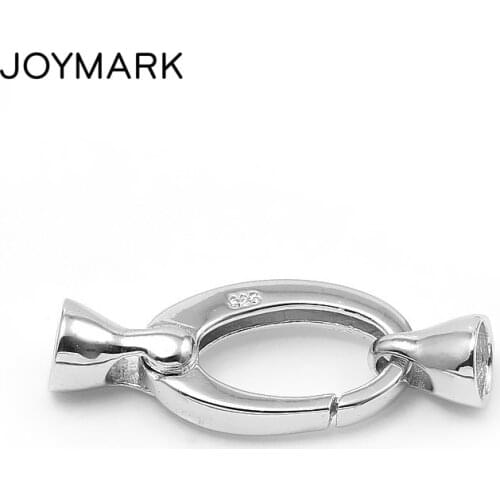 10x25mm Real 925 Sterling Silver End Caps Lobster Clasps Connectors For DIY Pearl Gemstone Fine Jewelry SC-CZ083