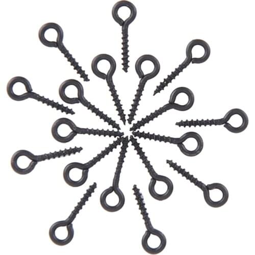 20Pcs Matt black Boilie Screw Peg with Ring Swivel D-Rig Chod Rig Terminal Tackle Bait Holder Screw Carp Fishing Accessories