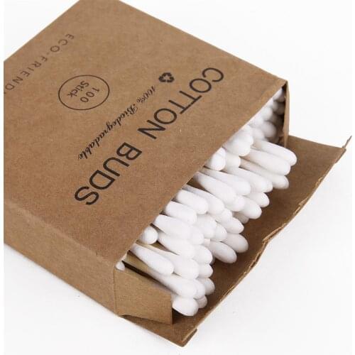 200pcs/box Double Head Cotton Swab Bamboo Sticks Nose Ears Care Cleaning Tools Disposable Eyeshadow Lips Makeup Cotton Buds