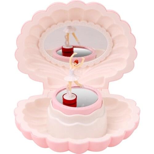 Shell Dancing Ballet Girl Music Box with Light Home Decoration Accessories Bedroom Ornament E2S