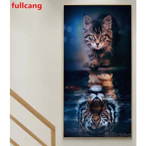 Funny Cat and Tiger Diamond Embroidery,Diamond Mosaic Full rhinestone 5D Diamond painting cross stitch,Animal,needlework,JX2084