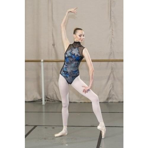 Sansha Ballet Performance Costume Adult Sleeveless High-Necke Open Back Dance Leotard Women Printed Gymnastc Danceweear 50AI1027