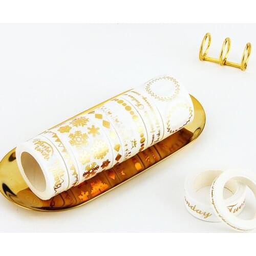Bronzing Washi Paper Tape Gold Blocking Masking Tape Bullet Journal DIY Japanese Paper Stickers Border Sealing Decorative Tape