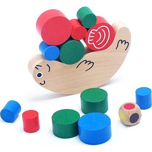 Mini Balancing pine wooden building blocks tumbler baby balancing exercise educational pile toy