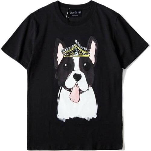 New Women/man loose T shirts Summer fashion dog print Tee Tops Chic BF style womens casual T-shirt S366