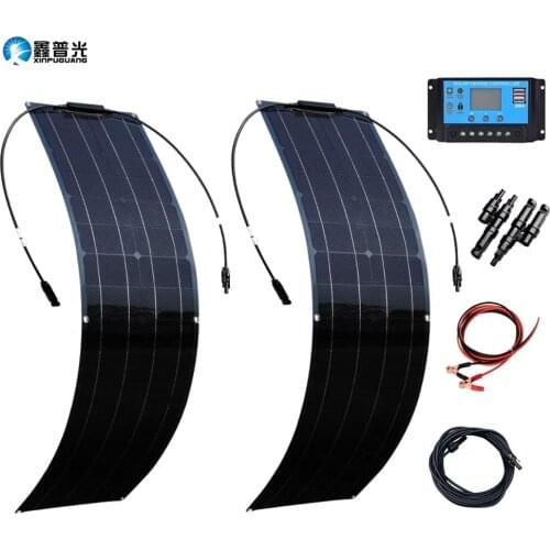 50w 12v Flexible Solar Panel Kit 24v 2pcs High Efficiency Charge for Camping, RVs, Yachts, Street Lights