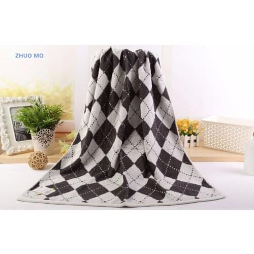 70*140cm 100% Cotton Jacquard Diamond lattice Bath Beach Towels Brand for Men Home Textile Bathroom Towels