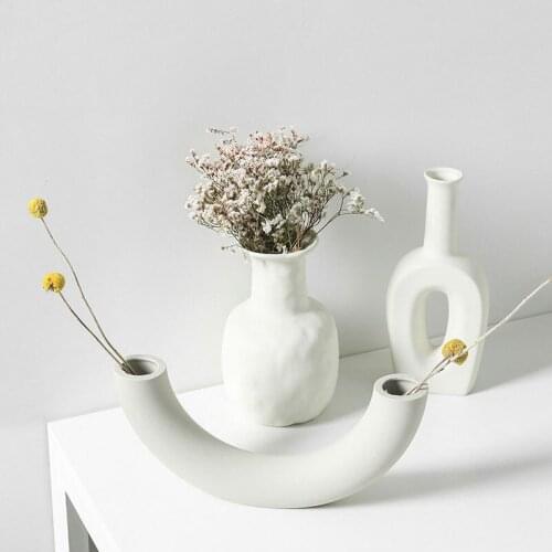Features Nordic ceramic vase home accessories white vegetarian creative ceramic flower pot vase home decorations craft gifts