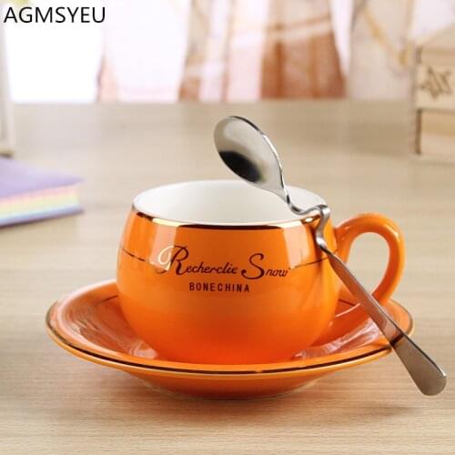 Cute Fashion Boutique Coffee Western Style Ceramic Bone China 160 Ml With 1 Spoon Sets