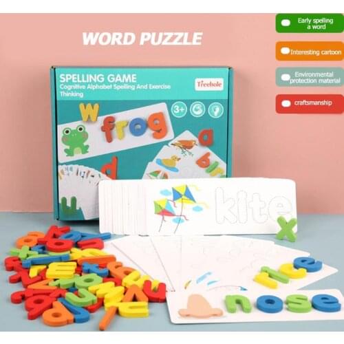 Spelling Word Puzzle Game Toy Sets English 26 Letters Recognition Alphabet Toddler Early Educational Cognition Prop