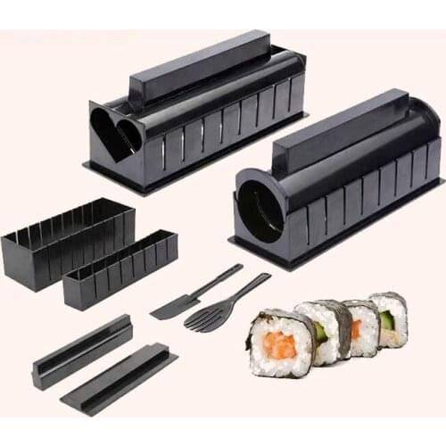 10-piece Set DIY Rice Ball Mold Premium Convenient Sushi Maker Sushi Tool Set Cooking Seaweed Sushi Rolls Kitchen Tools