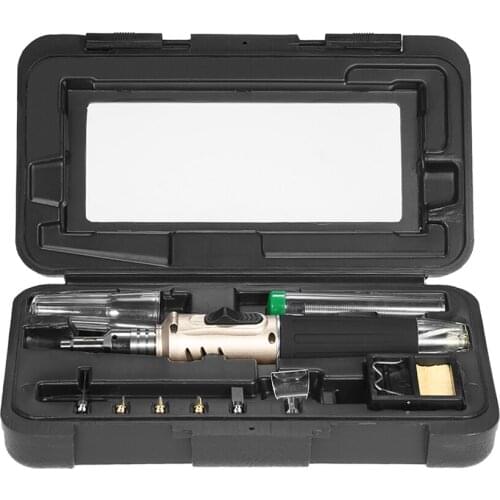 10 in 1 Professional Gas Soldering Iron Set Pen-style Butane 26ml Welding Kit Torch Welding Equipment +10 psc Accessories