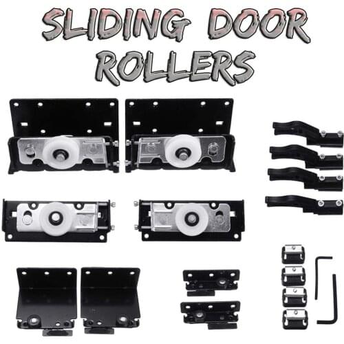 Set Sliding Door Rollers Wardrobe Nylon Pulley Hanging Wheel Cabinet Slide Black